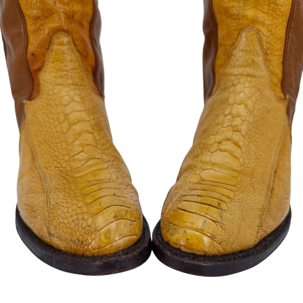 Vintage Unique Exotic Ostrich Tony Lama Mens 7D Brown Cowboy Western Boots CBC - Picture 15 of 16